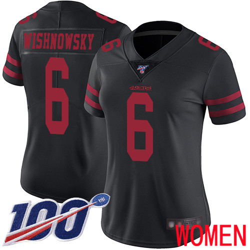 San Francisco 49ers Limited Black Women Mitch Wishnowsky Alternate NFL Jersey #6 100th Vapor Untouchable